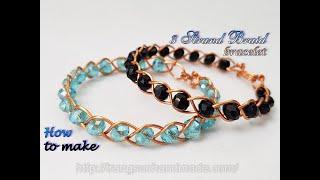 3 Strand Braid bracelet from copper wire and small crystal - How to make handmade jewelry 488