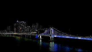 [4K 영상] 부산 해운대구 마린시티 수영구 광안대교 야간 비행/Night Time Flight Marine City Gwangan Bridge,Suyeong-gu,Busan