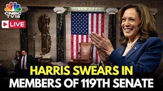 US House Senate LIVE: Kamala Harris Swears in Members of 119th Senate | GOP Senators | Trump | N18G