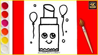 HOW TO DRAW A CUTE LIPSTICK, Ellora Art & Craft