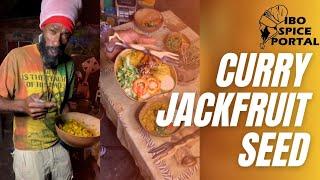 Curry Jackfruit Seed with snow peas, Crush Yam, Roast Pepper