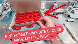 Making bite block using pre-formed wax rims طريقة عمل العضة الشمعية الجاهزة #WAXBAE #BITEBLOCK