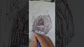 Menggambar rumah ranting kayu |SHELTER #shorts #shortsvideo #drawing