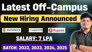 Latest Hiring | Salary: 7 LPA | Off Campus Drive 2022, 2023, 2024, 2025 BATCH | Rupeek, Yugabyte