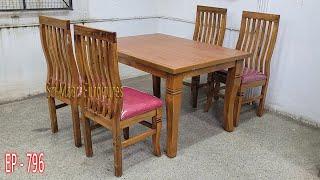 4 seated solid wooden dining table | dining table | dining set | chairs | 796 | sri maari furnitures