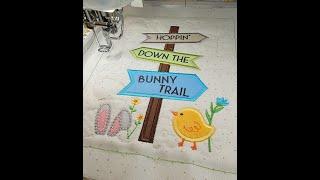 Kimberbell Hoppin' Down the Bunny Trail-Sign n Friends Block. Bonus: Placement stitch into cut file