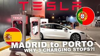 Road-trip: Madrid to Porto in my Tesla Model 3 SR | 3 Charging Stops?!?!