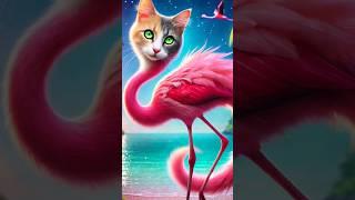 Cat + Flamingo Hybrid | Animal Hybrids fusion ai | #cats #shorts #animals