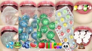 asmr EMOJI FOOD 🫐🟩🟨🟠🟣 WATER JELLY CANDY 이모지 먹방 eating sounds