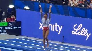 Simone Biles gets standing ovation after HUGE Yurchenko double pike on vault - Olympic Trials 2024