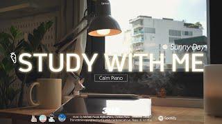3-HOUR STUDY WITH ME | Calm Piano  | Pomodoro 50-10 | Sunny Day️️️