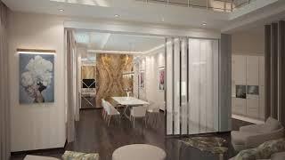 Animation of sliding doors in interiors