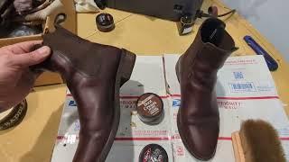 Deep clean and polish of Frankie's brown Thursday boots!