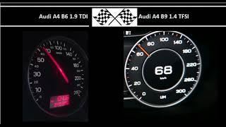 Audi A4 B6 1.9 TDI VS. Audi A4 B9 1.4 TFSI - Acceleration 0-100km/h