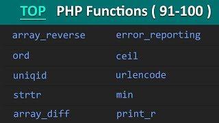 TOP 100 PHP Functions ( 91 - 100 ) | Learn PHP