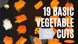 Basic 19 vegetable cutting skill I Basic Vegetable cuts I professional knife skills for beginners