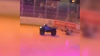 WATCH | CHL mascot crashes ATV into boards during on-ice performance