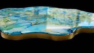 #2076 Resin Alcohol Ink Tray With Gorgeous Domed Top Coat