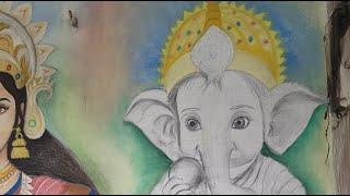 little ganesh drawing on wall  Himanshu  Sketch Drawing.. is live