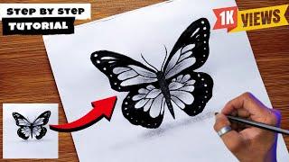 How to draw beautiful butterfly drawing / Cool thing to draw easy for beginners / butterfly sketch