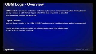 OBM Debug Logs - Overview