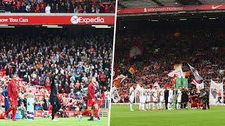 A packed out Anfield singing 'You'll Never Walk Alone' for the first time in 528 days! 