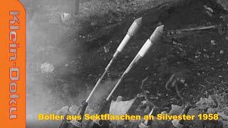 Böller aus Sektflaschen an Silvester 1958