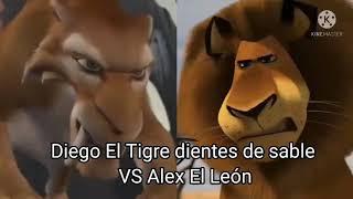 La Era De Hielo Diego el tigre dientes de sable VS Alex El León Y Madagascar