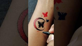Delicate Moon  and Butterflies  Tattoo Idea for girls || gel pen art ....... #tattoo #drawing