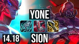 YONE vs SION (TOP) | 49k DMG, 6 solo kills, 700+ games, 4k comeback | EUW Grandmaster | 14.18