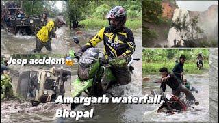 Amargarh waterfall Sunday Ride  on reise moto tyres  jeep accident  ￼#bhopal #waterfall #biker