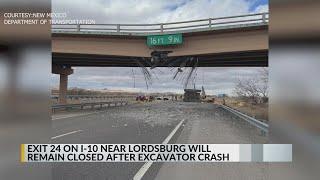 I-10 west near Lordsburg closed after vehicle hauling excavator hits bridge