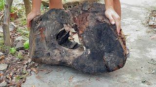 Surprise Created From Rotten Logs In The Garden // Solid Wood Coffee Table By Experienced Carpenter