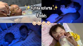 Rotina da noite de 4 bebês reborn recém nascidas | Gabi reborn