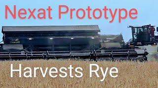 We got the all new NEXAT Prototype combine to come harvest our seed rye.  Check it out!