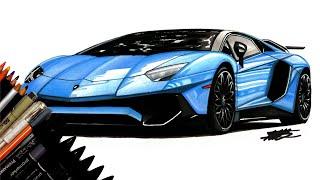 How To Draw a Car - Lamborghini Aventador SV - Supercar Drawing Tutorial