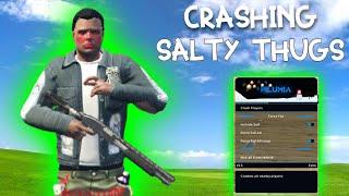 CRASHING SALTY THUGS... GTA RP TROLLING