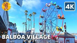 Balboa Village in Newport Beach Walking Tour | {4k}  Binaural Sound