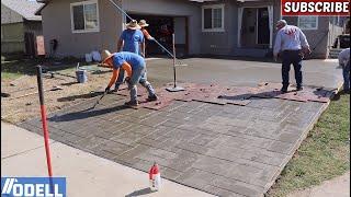 Complete Process from Removal to Stamped Ashlar Concrete Driveway