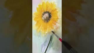 How to Paint a Bright and Happy Sunflower in Watercolor #shorts