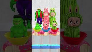 Hulk Luffy vs Strawberry & Watermelon Labubu - Who's the Water Slide King? #shorts #funny #trend