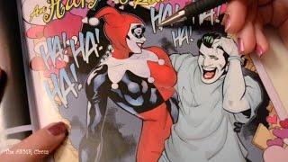 ASMR Tracing & Whispering . Harley Quinn Comic & Zombie Survival Guide