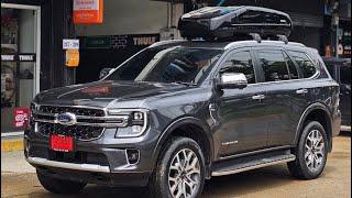 Ford Everest Next Gen ติดตั้ง ที่ใส่ของบนหลังคารถ Yakima RoofBox Easytrip470  สี Black Grossy Color