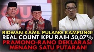 RIDWAN KAMIL PULANG KAMPUNG! REAL COUNT KPU RAIH 50,07% PRAMONO-RANO DEKLARASI MENANG SATU PUTARAN!