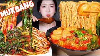 FUME ASMR 2.0 MUKBANG | BEST RAMEN FOR ME  SPICY MALA RAMEN NOODLES! SPICY GREEN ONION KIMCHI BALLS