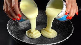 Pour condensed milk into a hot pan. The result will shock you! New dessert in 5 minutes