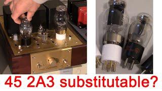 2A3 vs 45 tube amplifier ; compatibility test, voltage gain & THD by audio analyzer