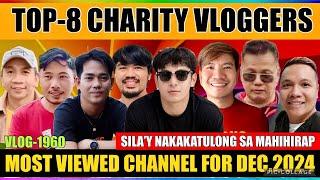 TOP-8 MOST VIEWED CHARITY VLOGGERS FOR DEC 2024 | KALINGAP RAB CONSISTENT ANG VIEWS?