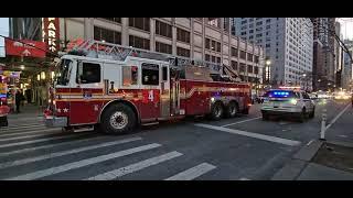 FDNY Engine 54 and Ladder 4 Leaving From An MVA In Midtown, Manhattan, New York City