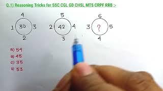 रीज़निंग / SSC GD  CGL CHSL MTS RRB Reasoning Question Paper | SSC  Reasoning Tricks 2024 ||